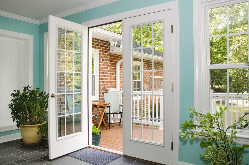 two-story home addition french doors