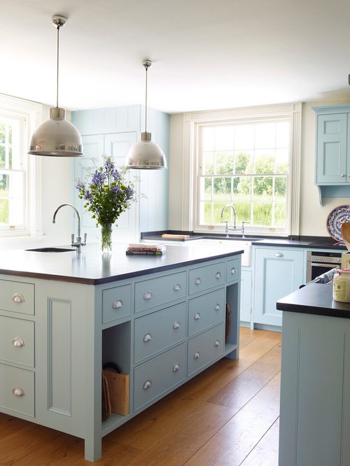 blue cabinets kitchen renovation
