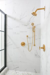 shower design gold bronze fixtures