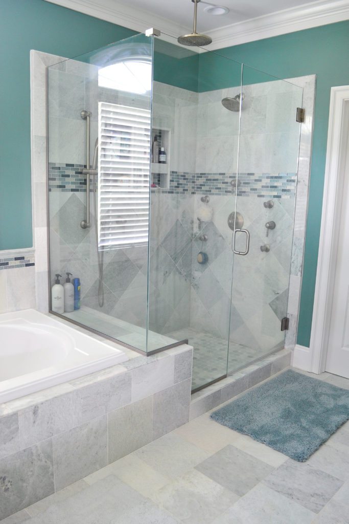 turquoise bathroom rainfall shower head spa bathroom