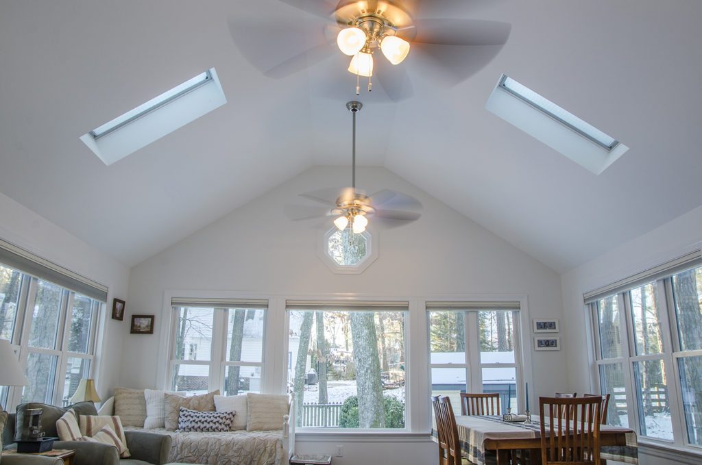 sunroom addition with two skylights